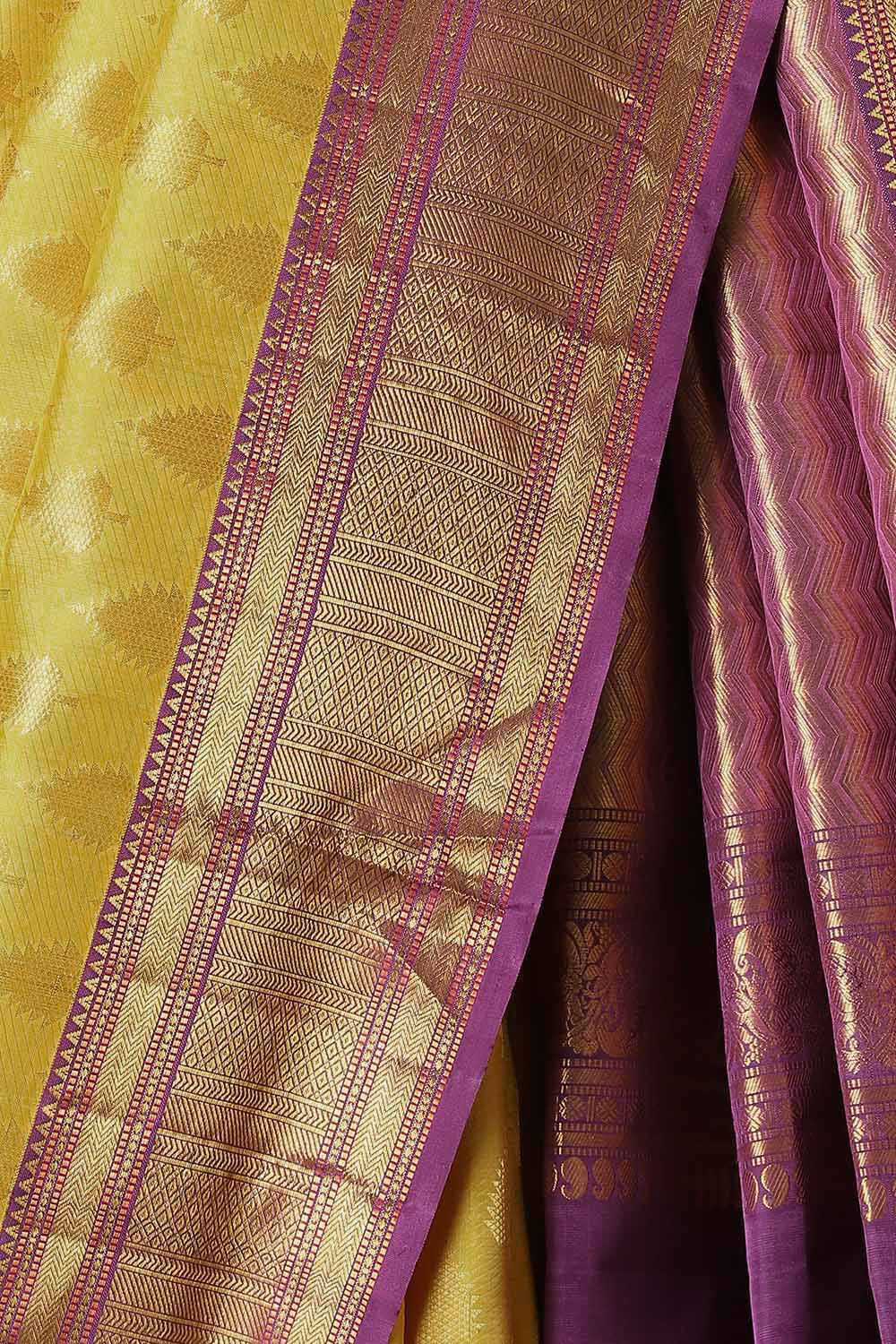 Yellow Pure Silk Kanjivaram Saree image number null