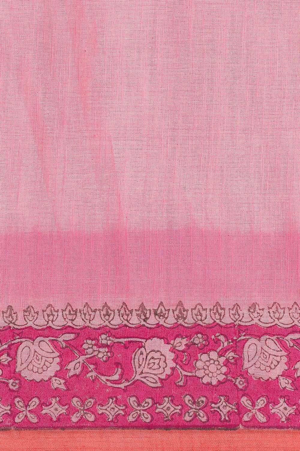 Pink Pure Cotton Printed Saree image number null