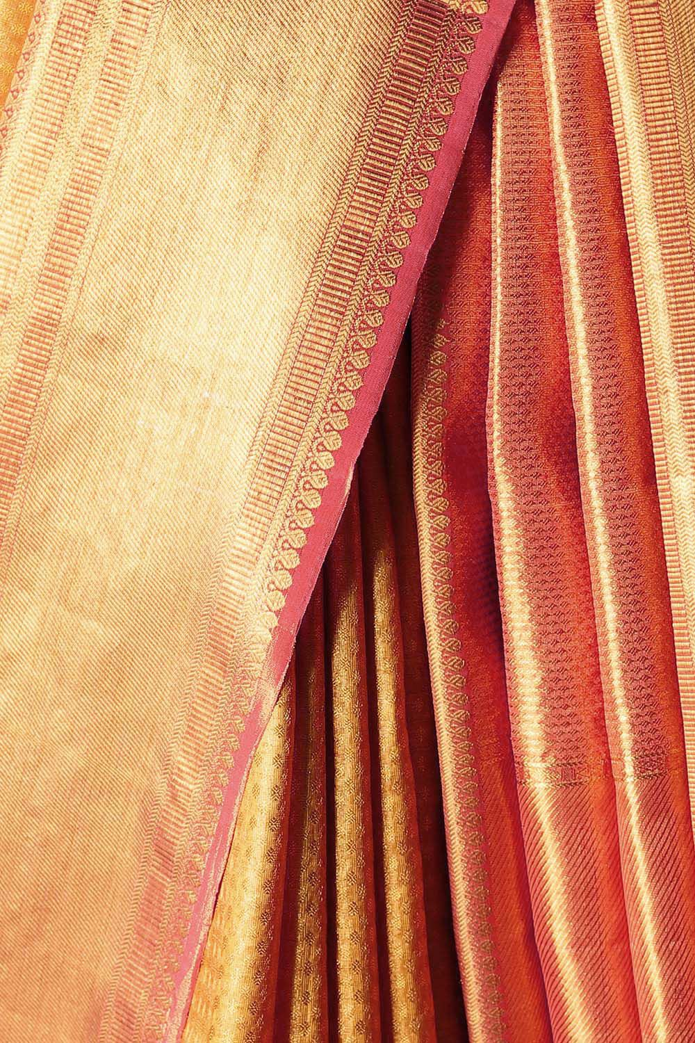 Dark Yellow Pure Tissue Silk Kanjivaram Saree image number null