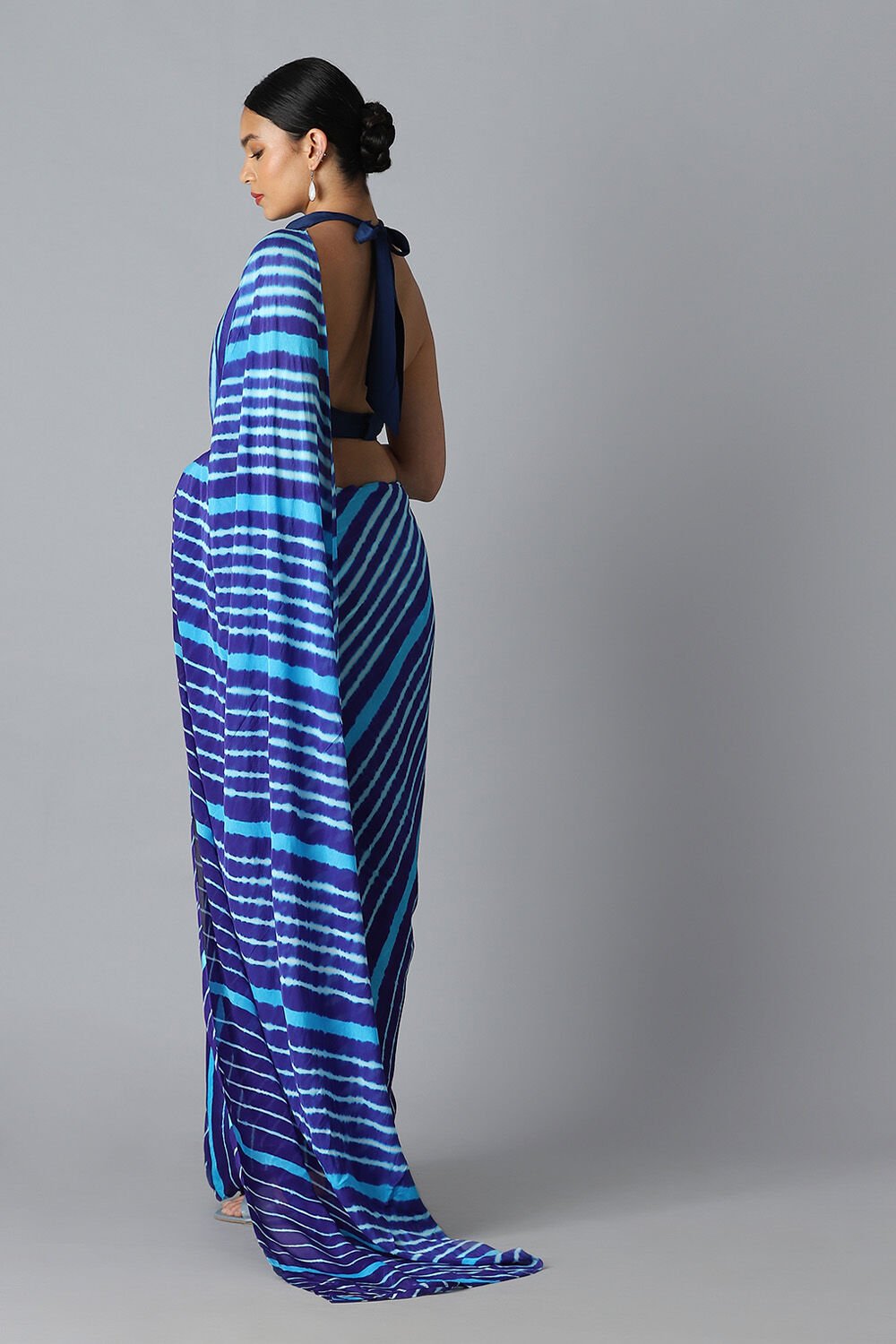Blue Viscose Chiffon Rajasthani Saree image number null