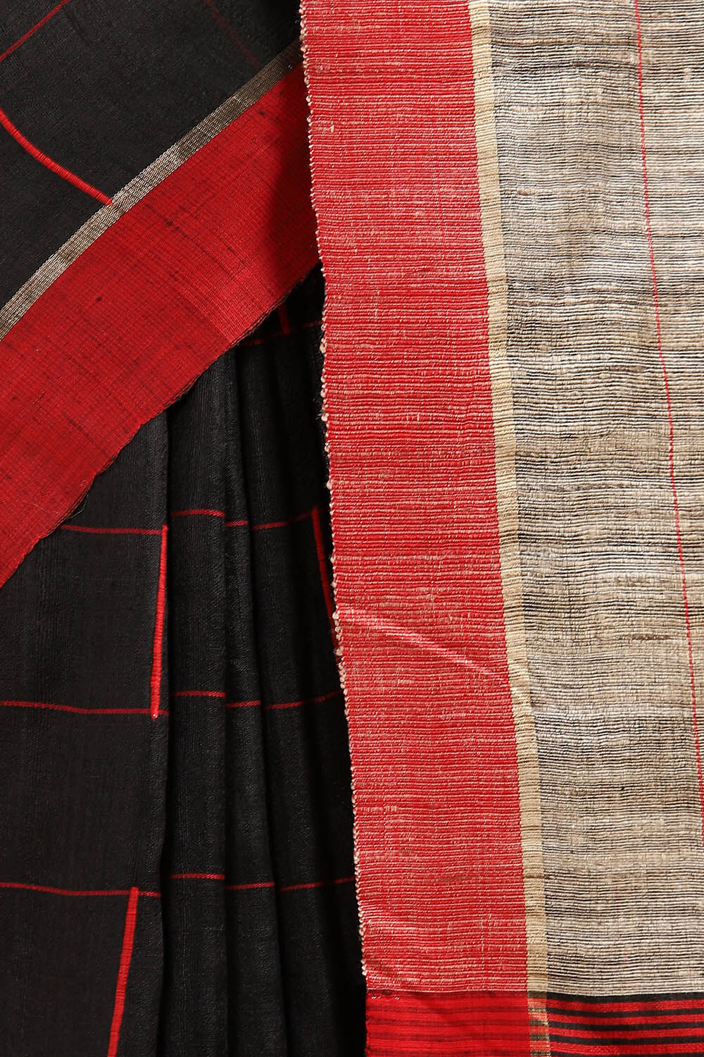 Black Pure Tussar Silk Bhagalpuri Saree image number null