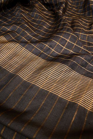 Black Bhagalpur Woven Pure Tussar Silk Saree thumbnail image number null