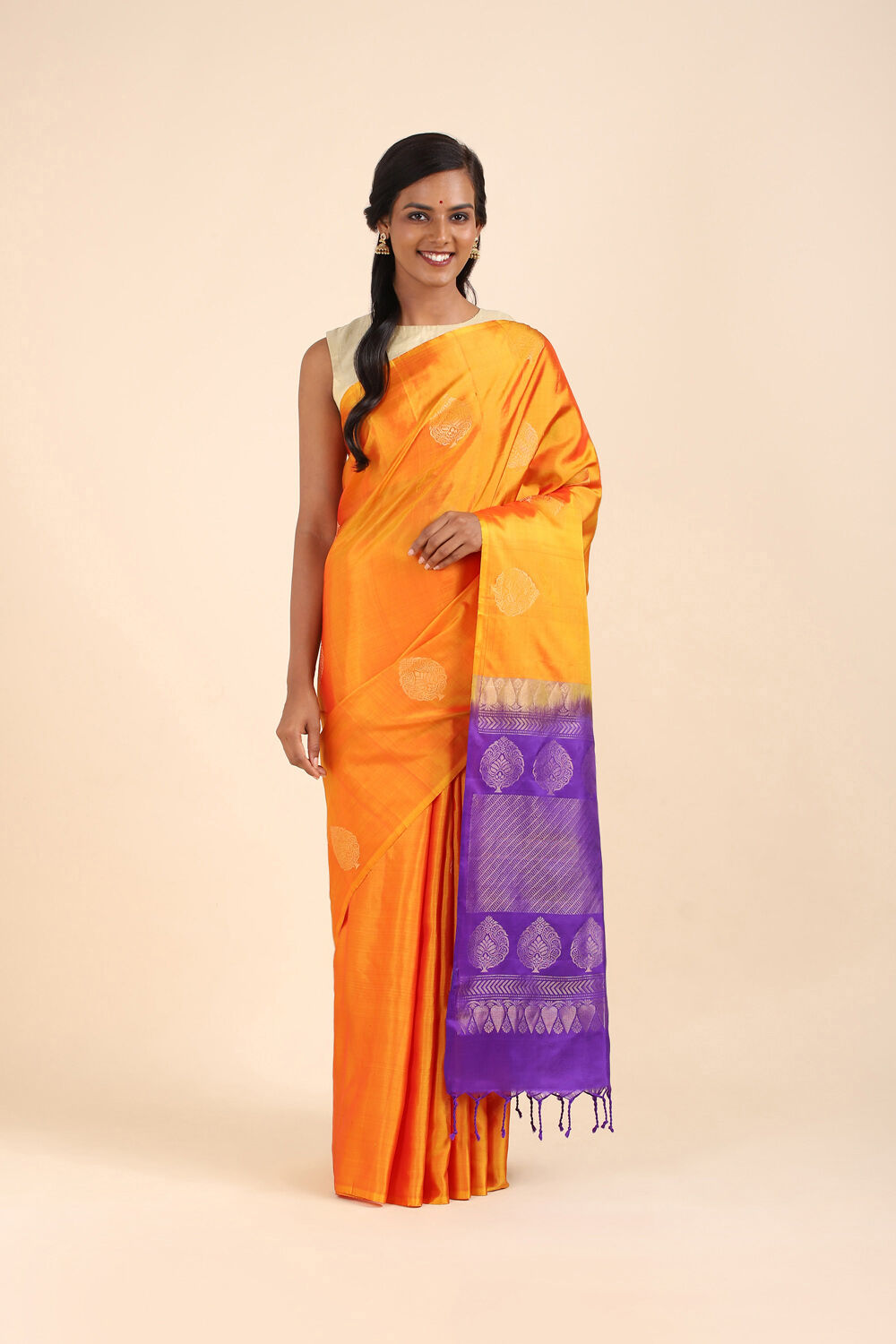 Orange Pure Soft Silk Saree image number null