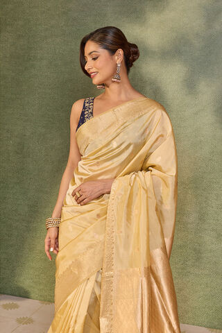 Beige Silk Viscose Kadwa Banarasi Saree image number