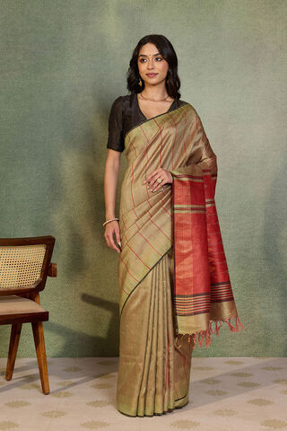 Brown Woven Pure Tussar Silk Bhagalpur Saree thumbnail image number null