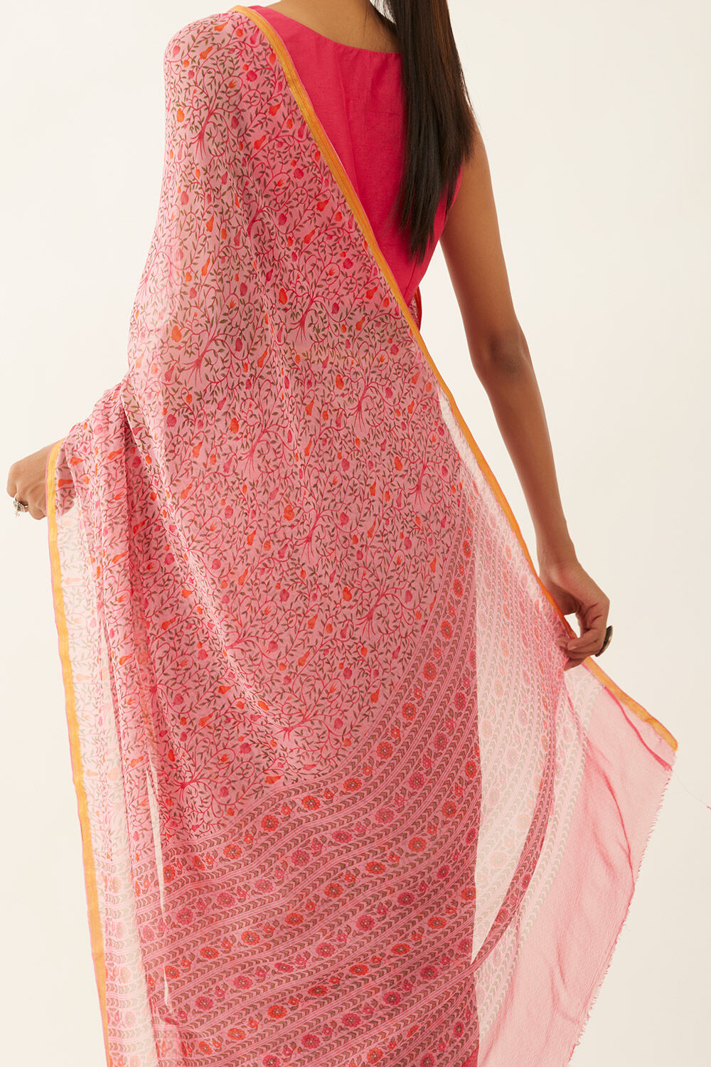 Light Pink Viscose Chiffon Printed Saree image number null