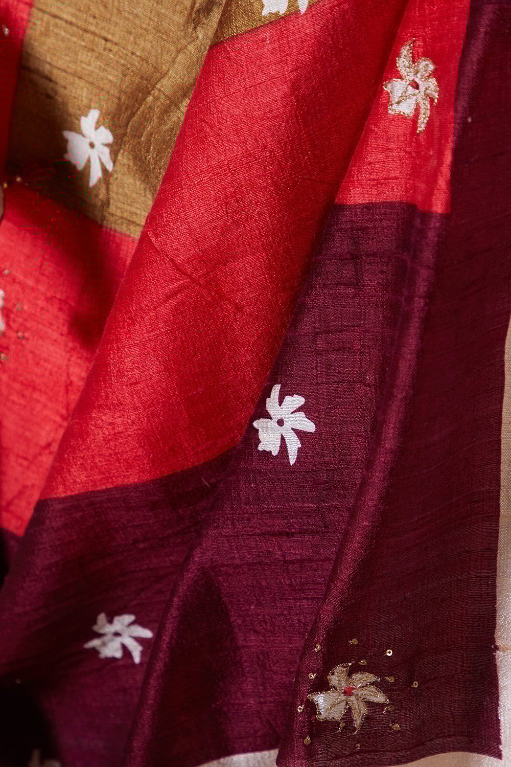 Multicoloured Hand Painted Silk Saree image number null