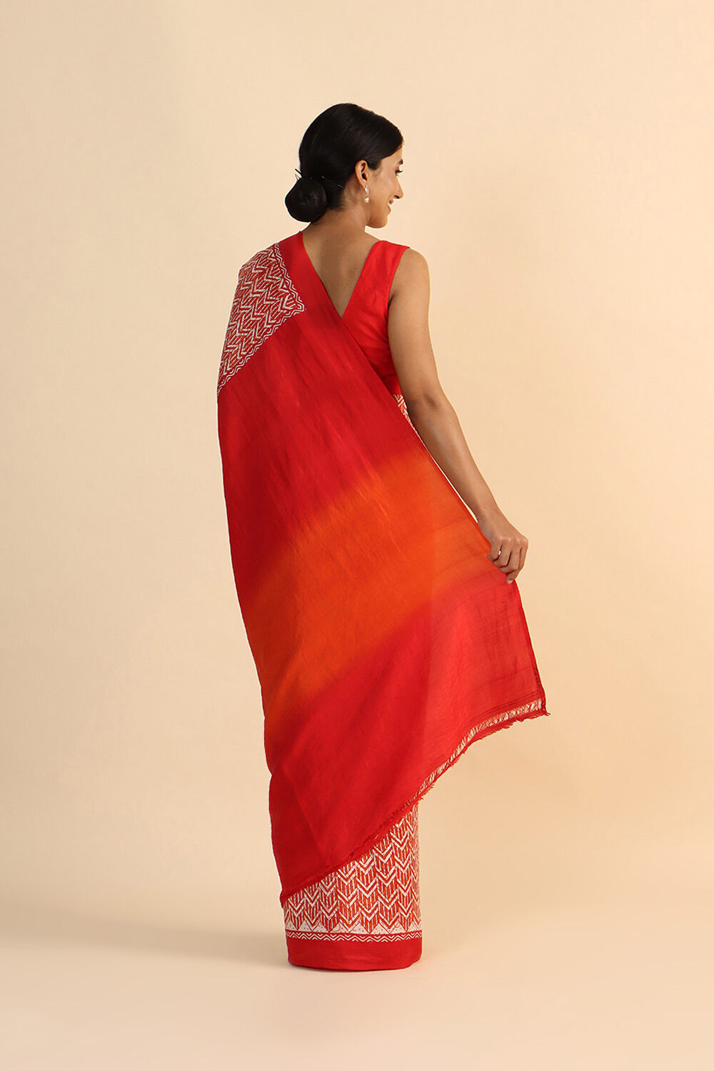 Red Pure Silk Printed Saree image number null