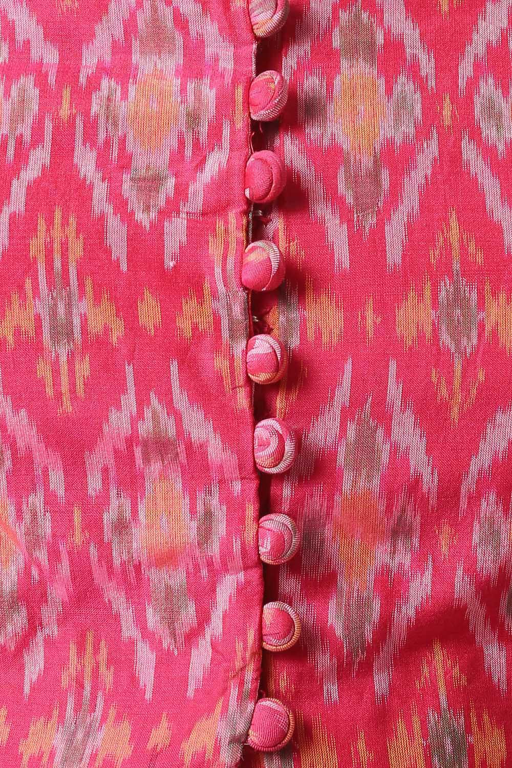 Pink Silk Cotton Ikat Blouse image number null