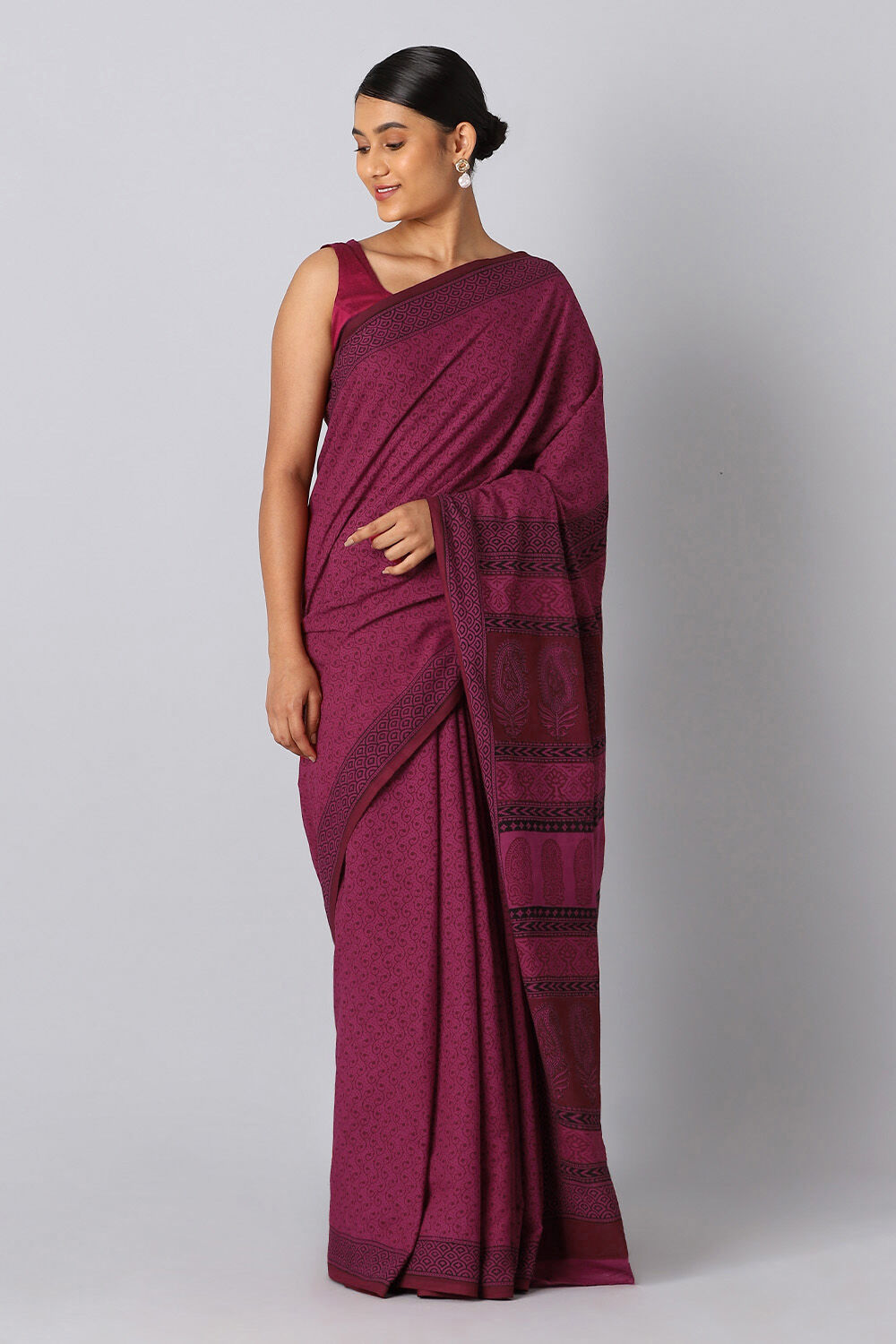 Pink Pure Cotton Bagh Printed Saree image number null