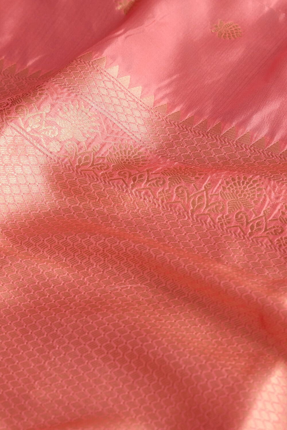Pink Silk Viscose Kadwa Banaras Inspired Design Saree image number null
