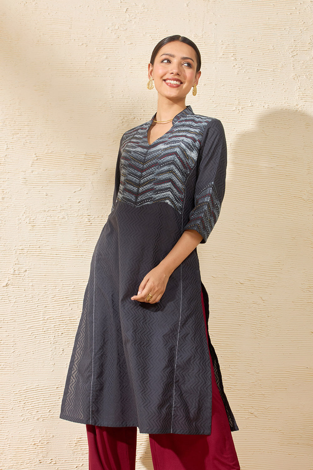 Black Pure Cotton Tie and Dye Shibori Kurta image number null