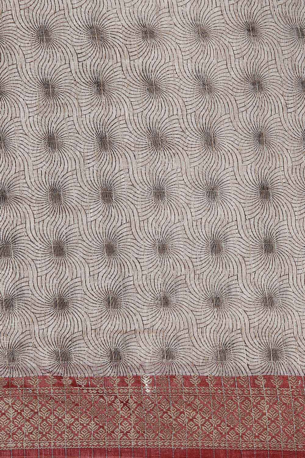 Grey Pure Silk Linen Digital Printed Saree image number null
