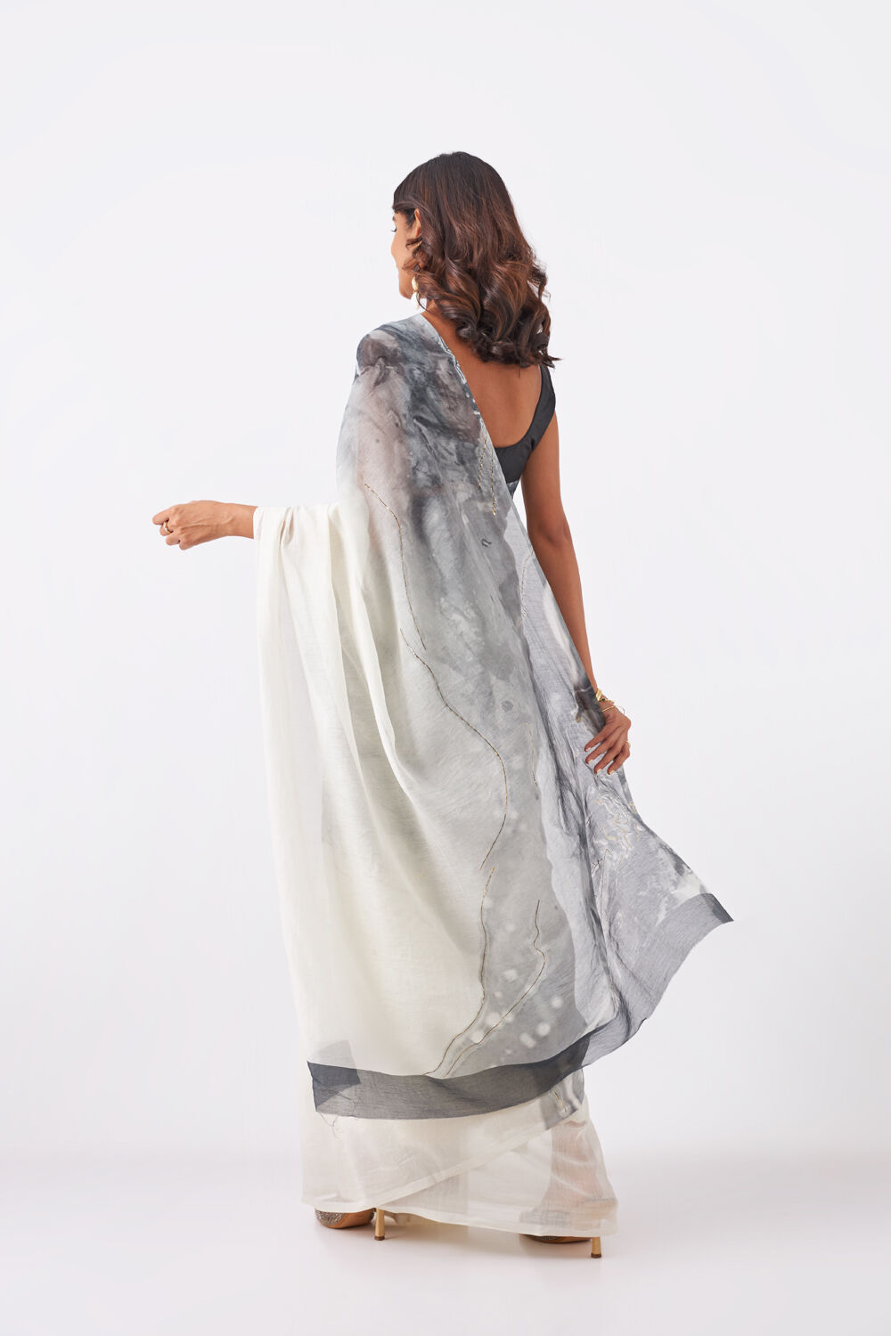 Grey Pure Silk Cotton Digital Printed Saree image number null