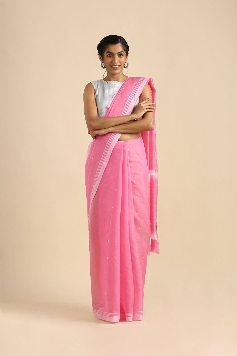 Light Pink Pure Silk Cotton Chanderi Saree image number null