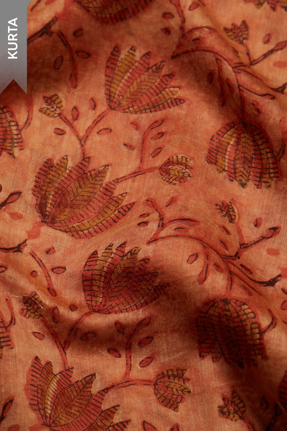Red Block Printed Pure Silk Cotton Unstitched Suit Set image number null