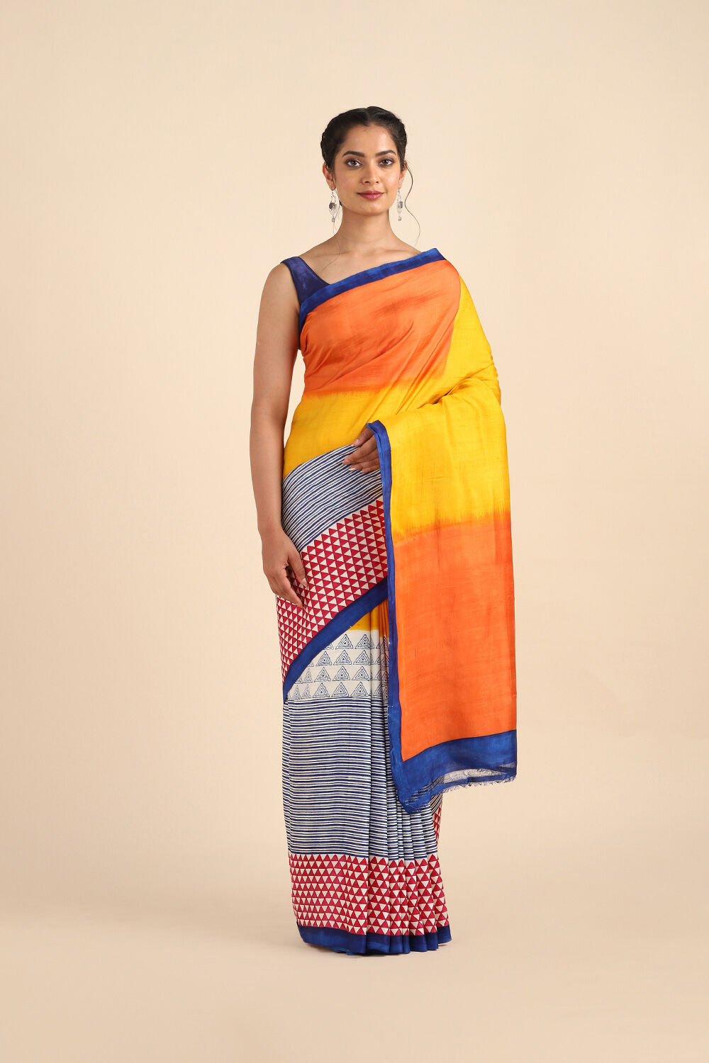 Multicolored Pure Silk Printed Saree image number null