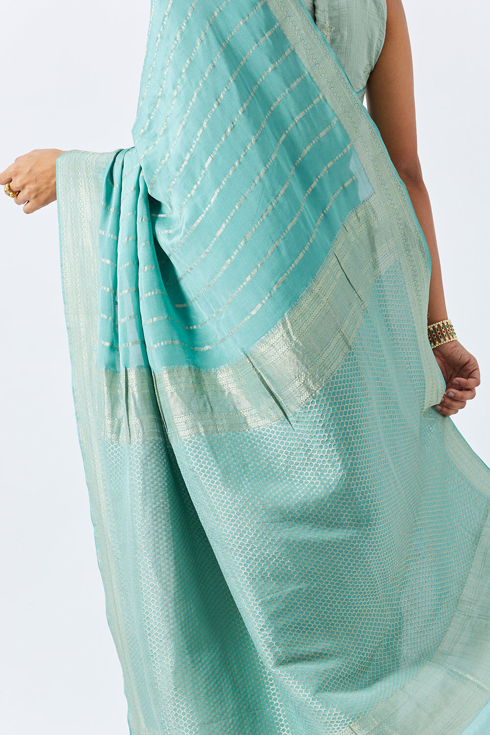 Light Green Pure Crepe Woven Saree image number null