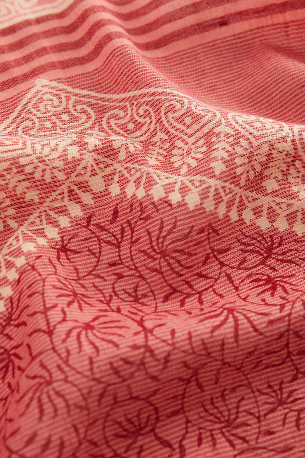 Pink Block Printed Pure Cotton Bengal Saree image number null