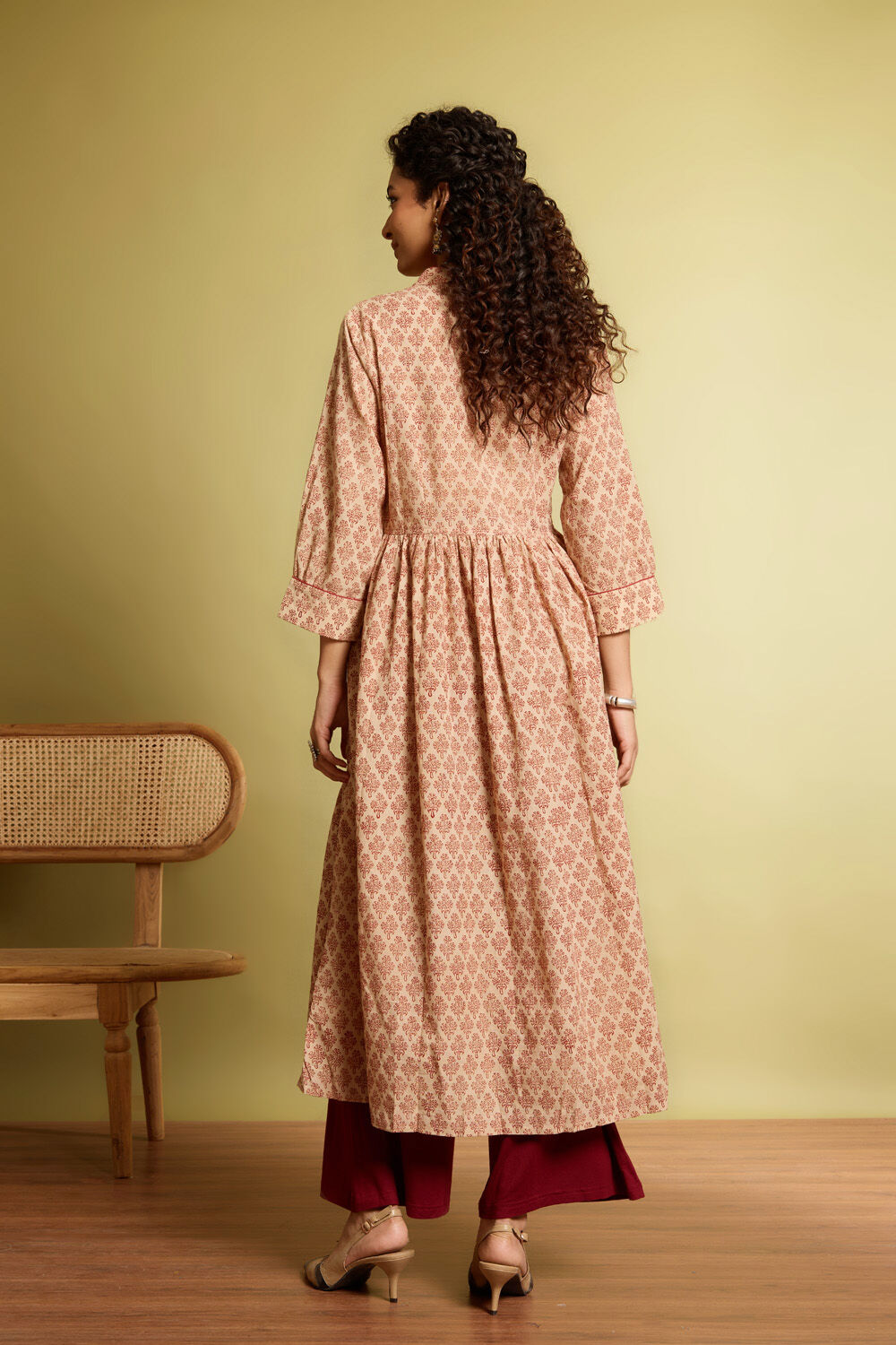 Beige Bagru Block Printed Pure Cotton Kurta image number null