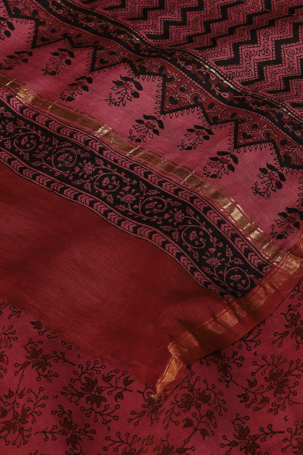 Pink Pure Silk Cotton Bagru Printed Saree image number null