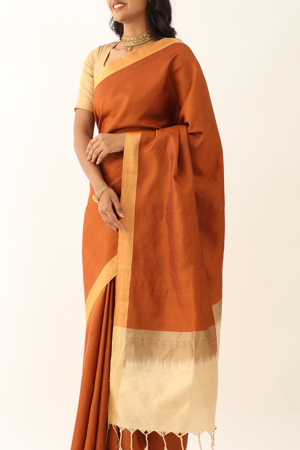 Brown Pure Silk Woven South Saree image number null