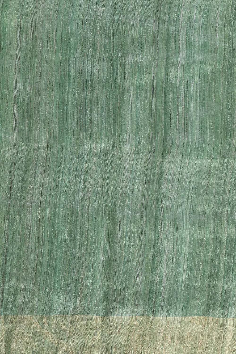 Light Green Pure Tussar Silk Tie and Dye Saree image number null