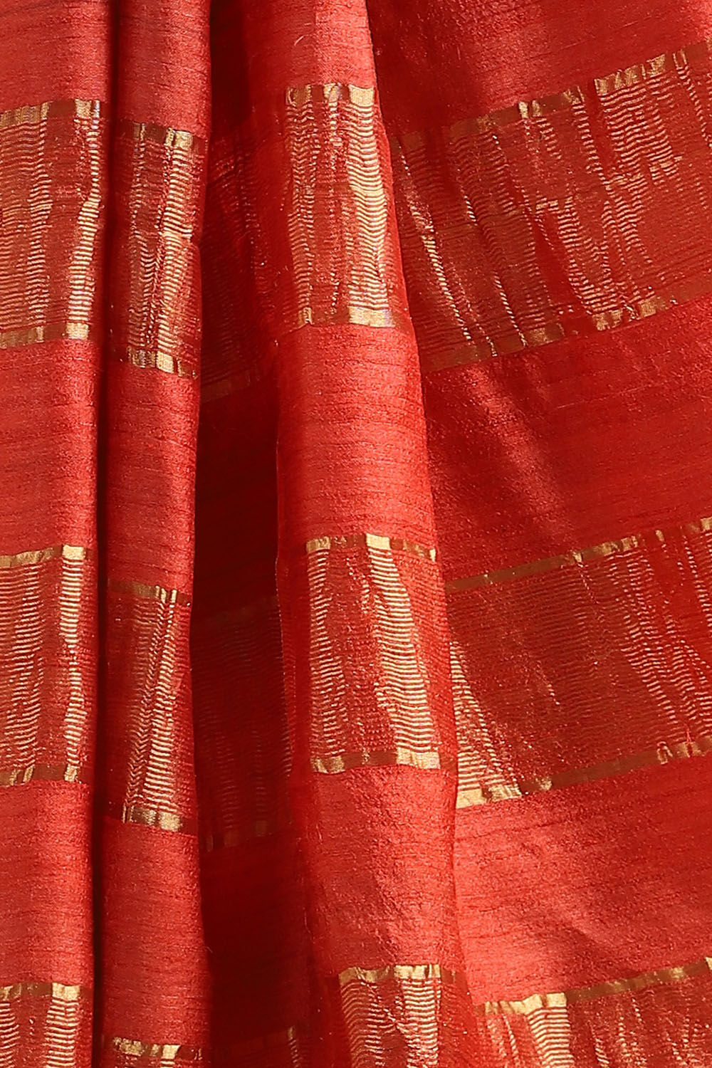 Dark Orange Pure Tussar Silk Bhagalpuri Saree image number null