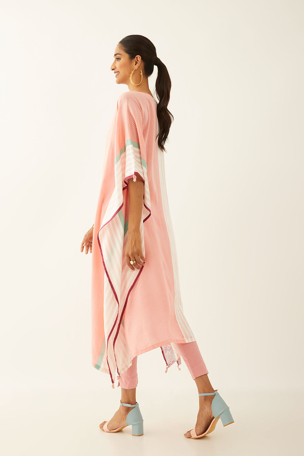 Light Pink Viscose Block Printed Sanganeri Kurta image number null
