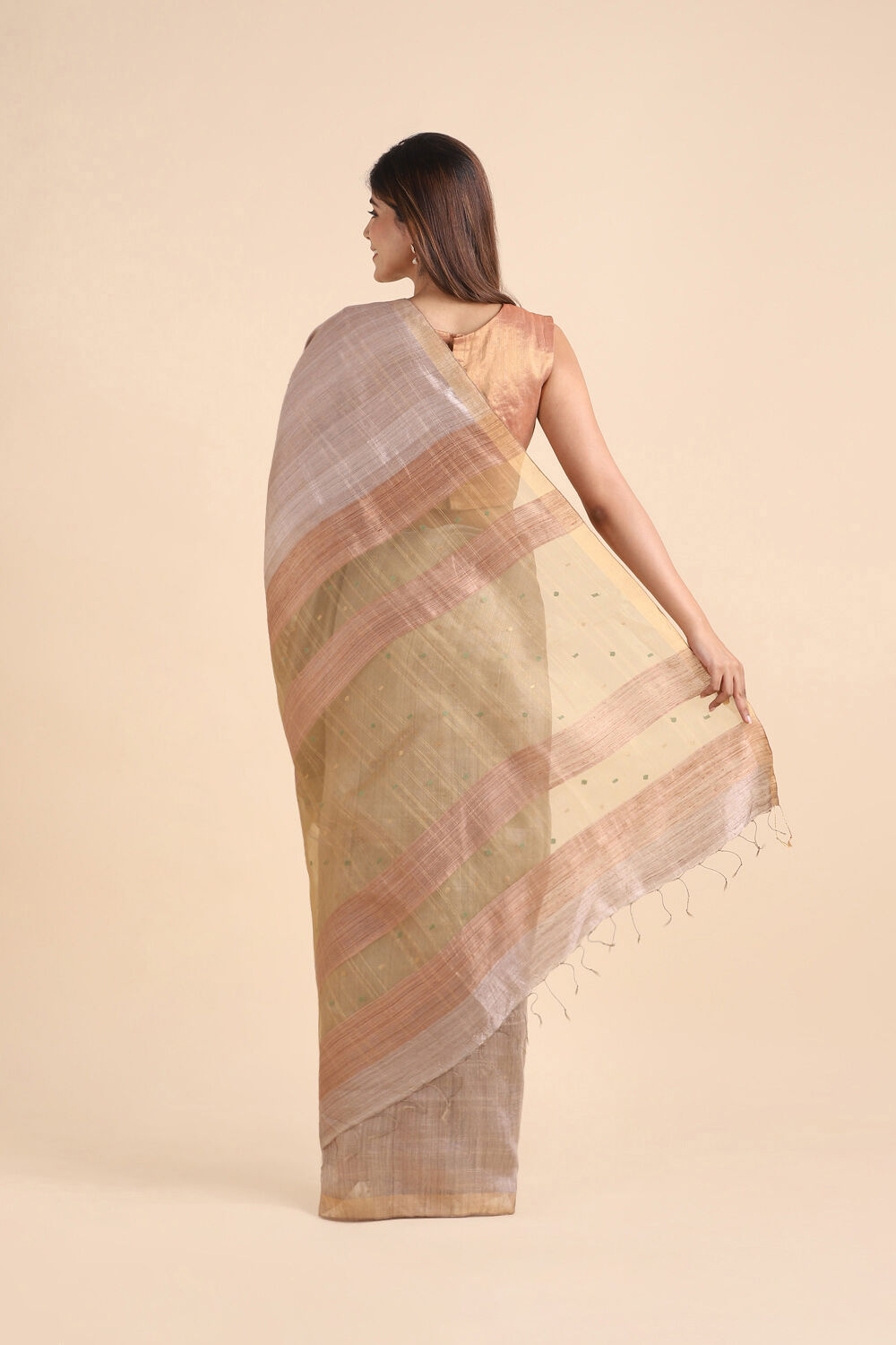 Light Pink Pure Silk Vanya Jamdani Saree image number null