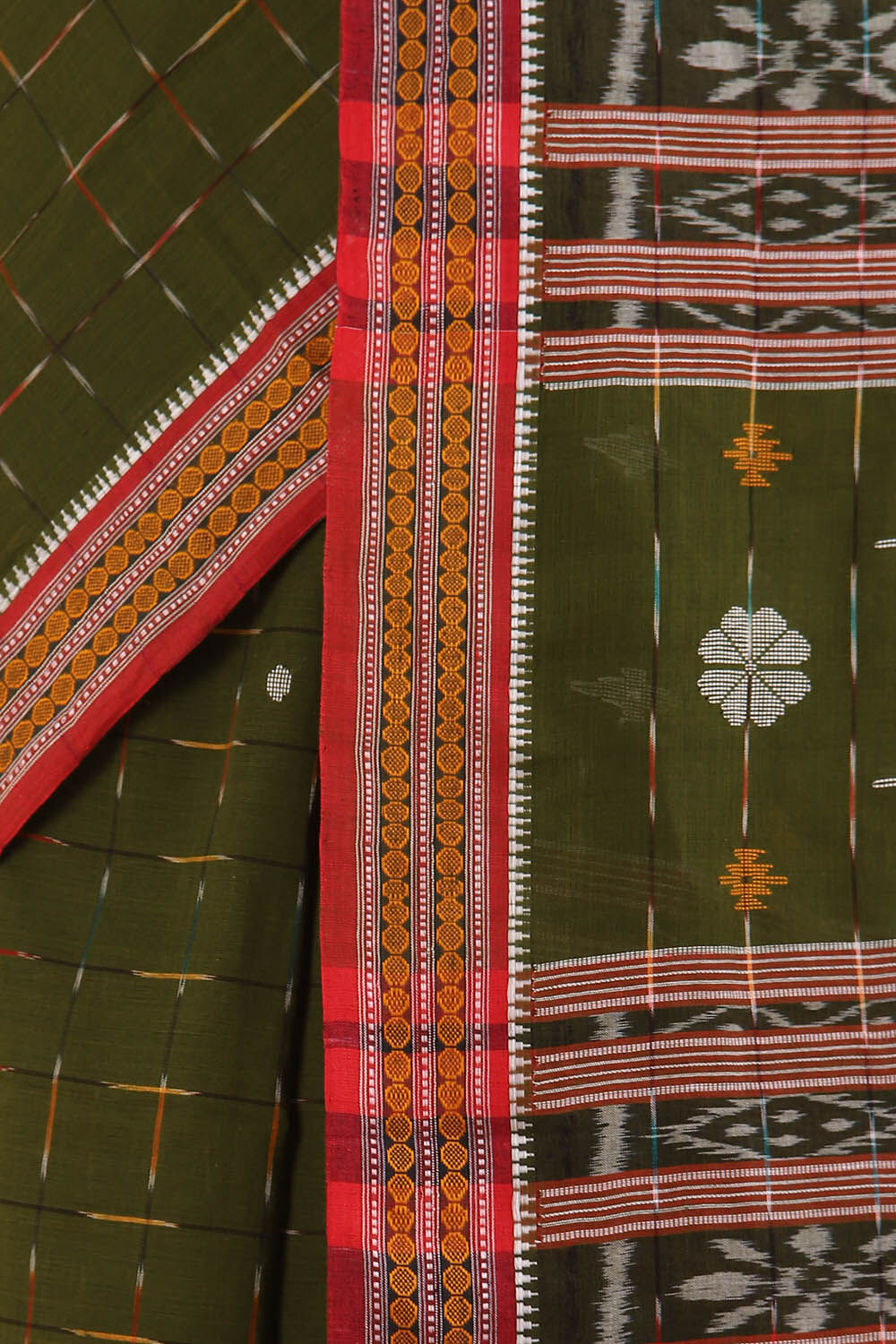 Dark Pure Green Cotton Odissa Ikat image number null