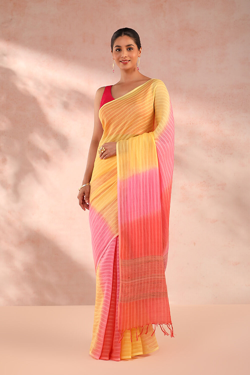 Multicoloured Silk Modal Tie and Dye Saree image number null