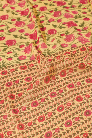 Yellow Screen Printed Viscose Chiffon Saree thumbnail image number null