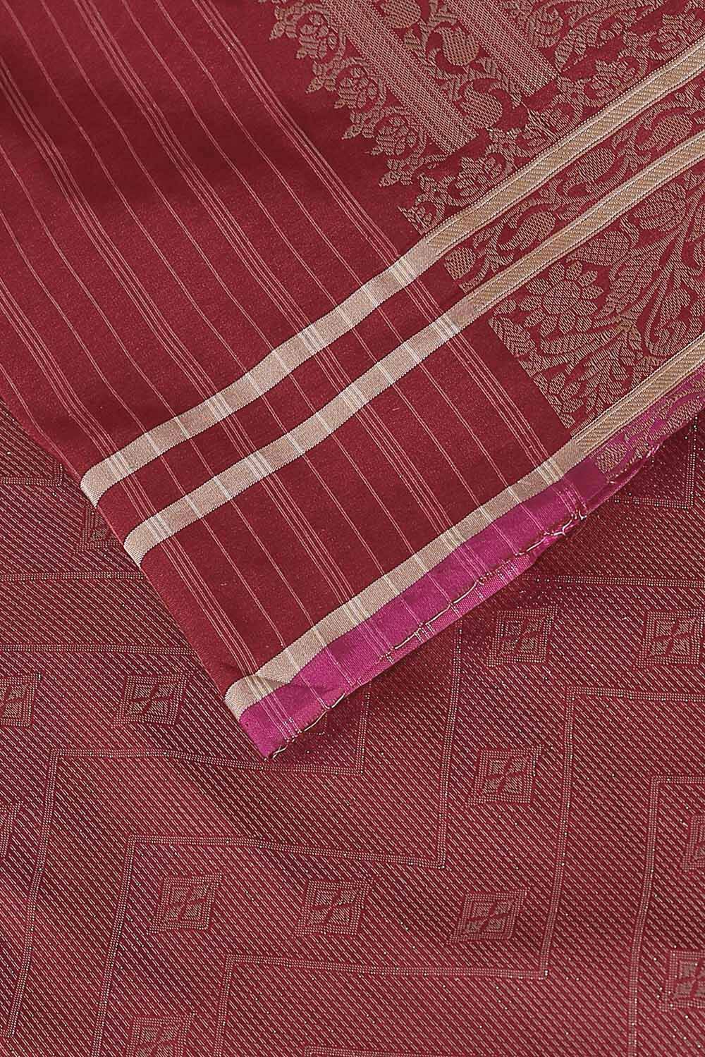 Dark Red Pure Silk Banarasi Brocade Saree image number null