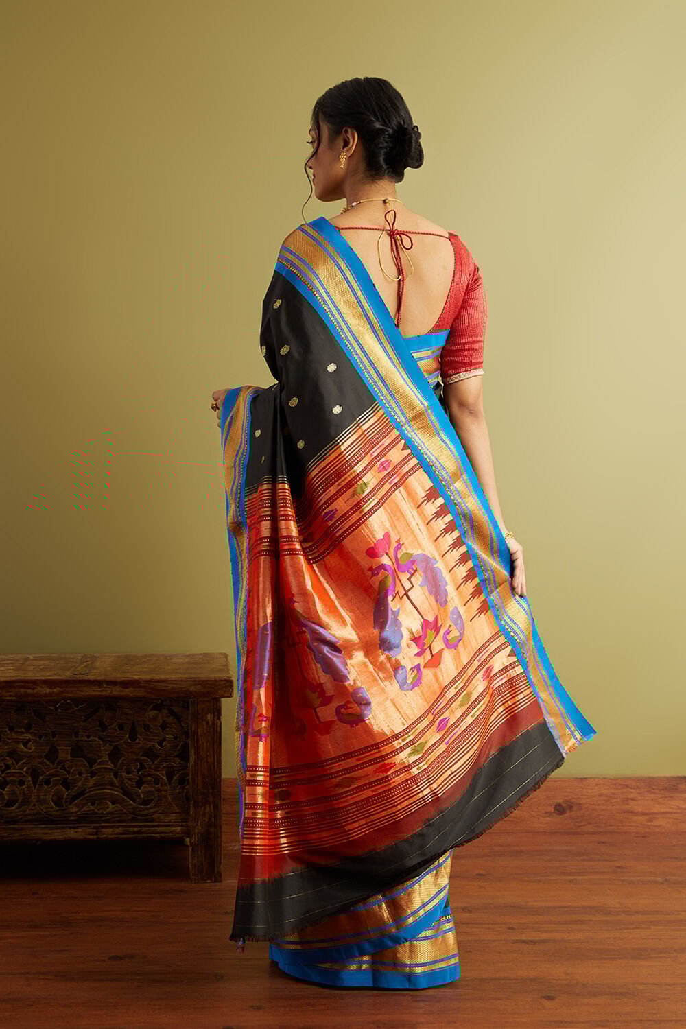 Black Tapestry Pure Silk Paithani Saree image number null