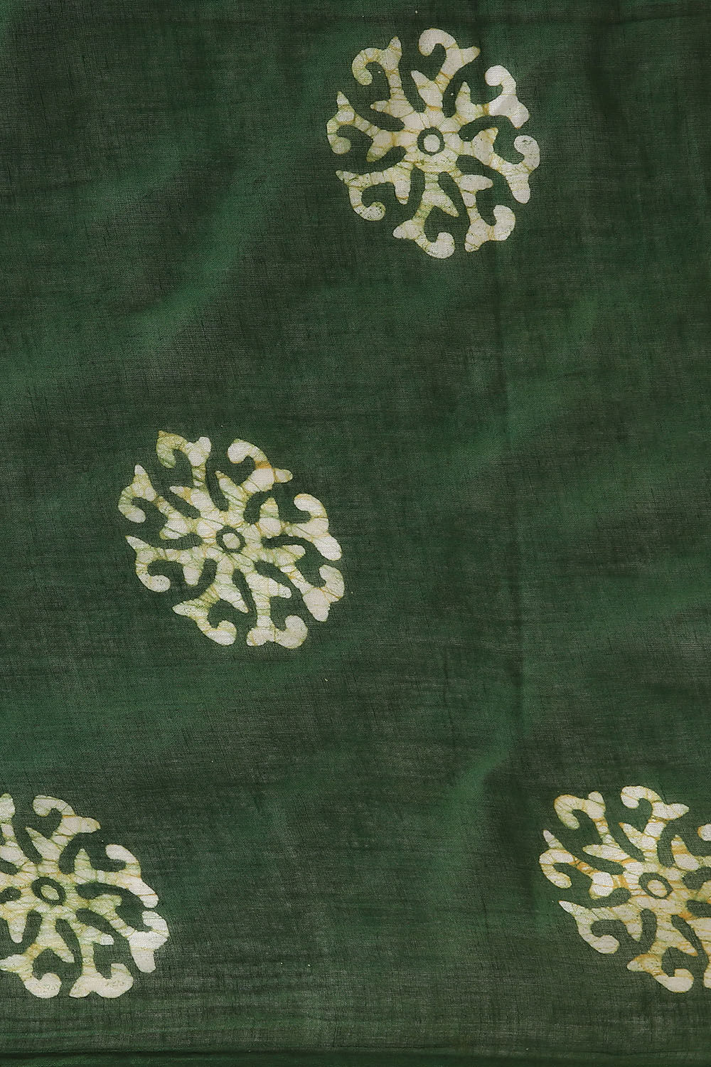 Dark Pure Green Cotton Batik Saree image number null