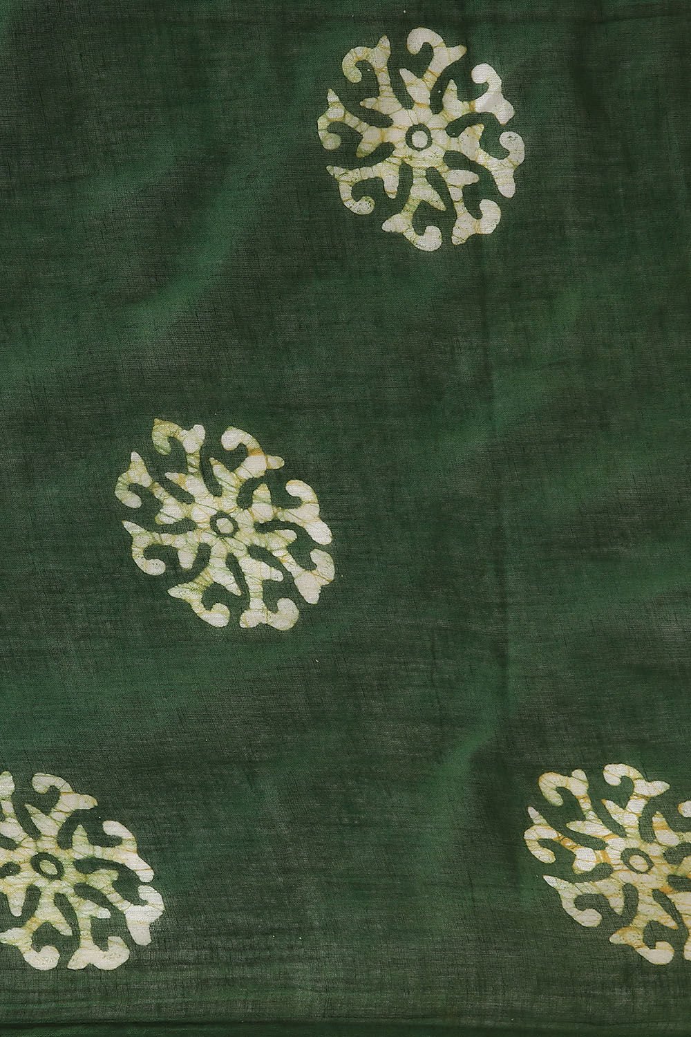 Dark Pure Green Cotton Batik Saree image number null