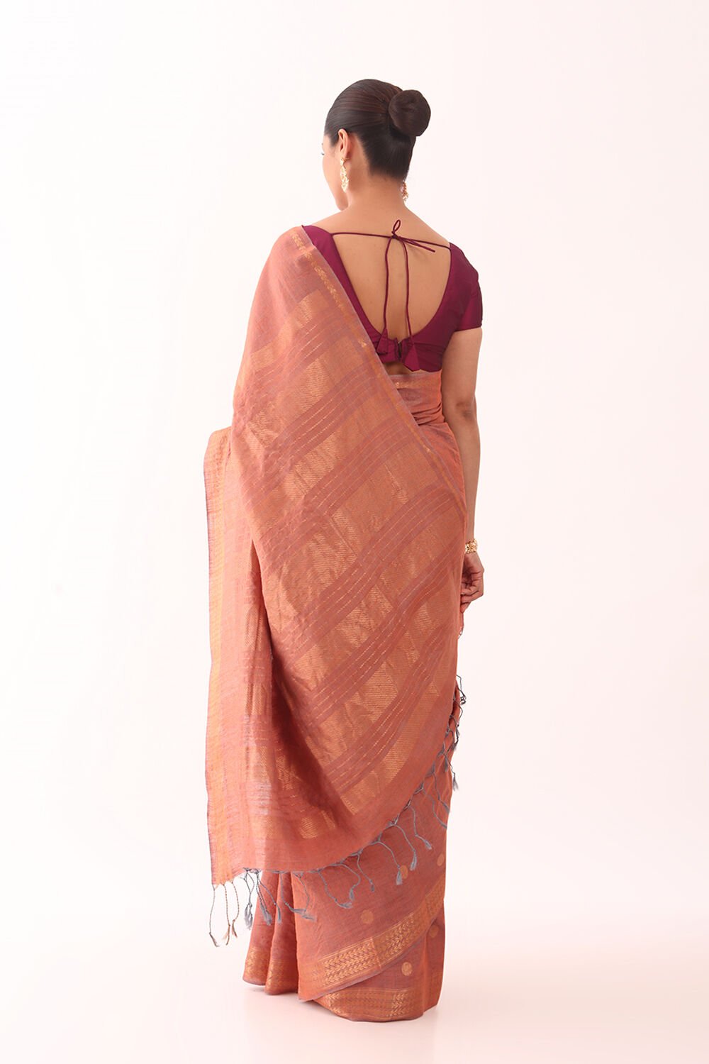 Orange Woven Pure Tussar Silk Saree image number null