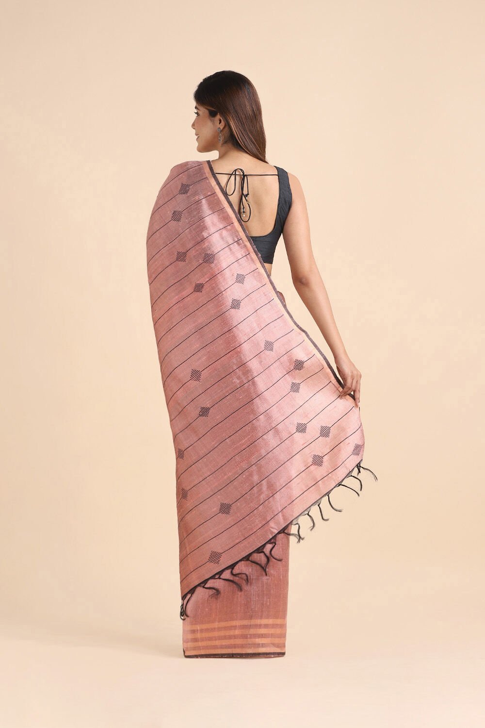 Light Pink Pure Tussar Silk Bhagalpuri Saree image number null