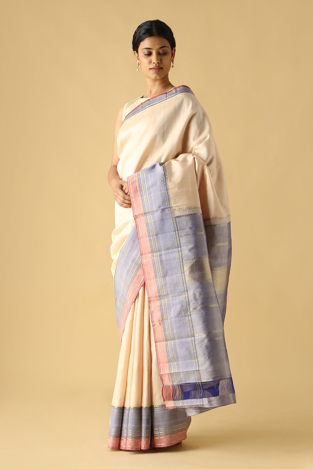 Beige Pure Silk Kanjivaram Saree image number null