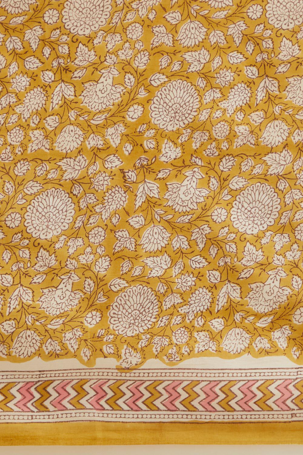 Yellow Pure Cotton Block Print Saree image number null