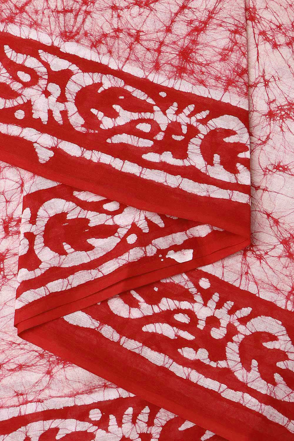 Red Pure Cotton Batik Saree image number null