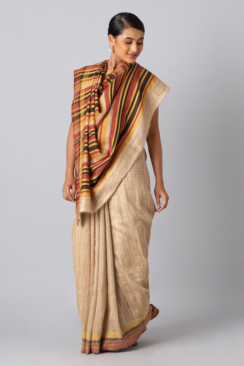 Brown Pure Tussar Silk Bhagalpuri Saree image number null