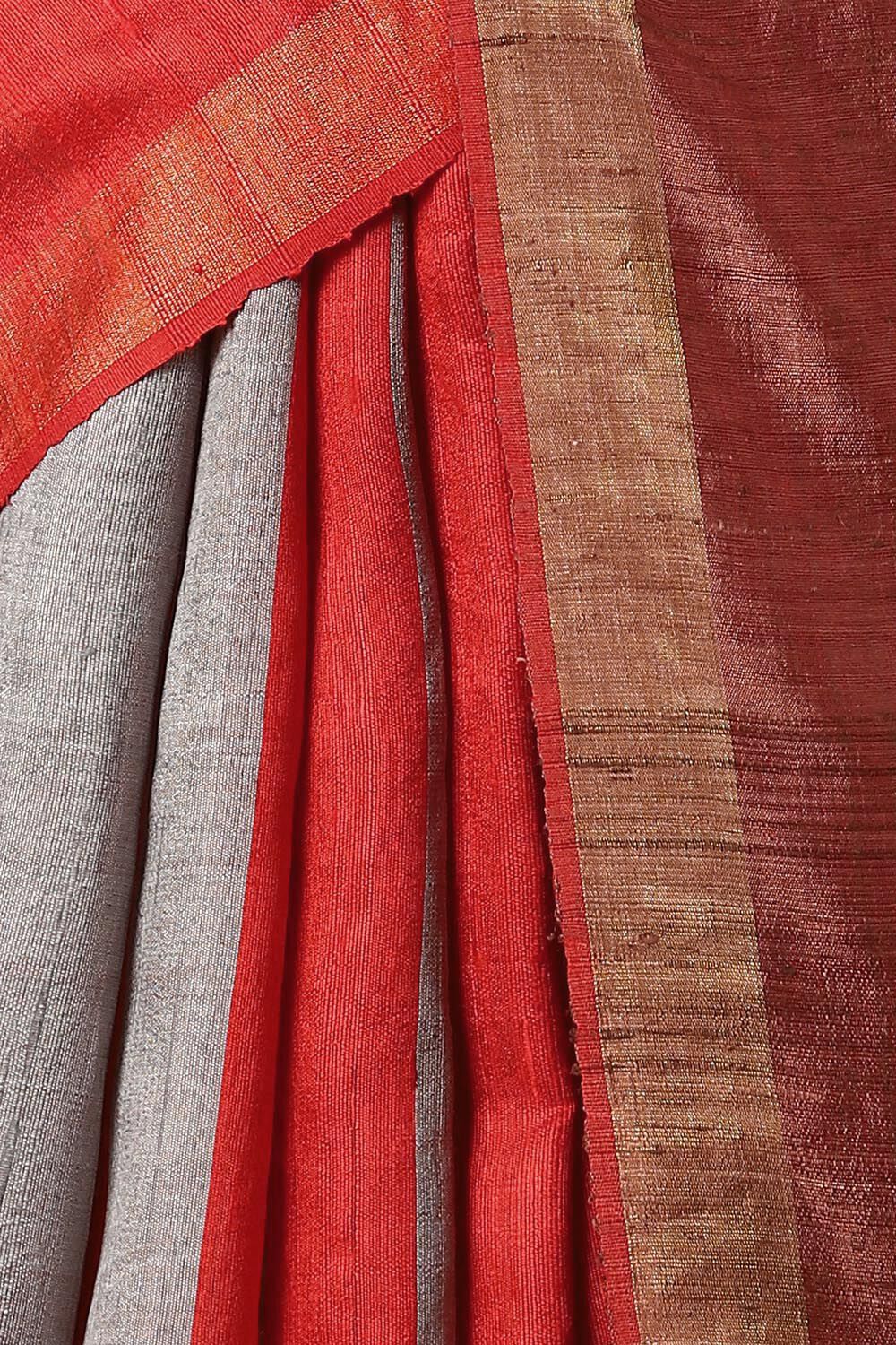 Light Red Pure Tussar Silk Bhagalpuri Saree image number null