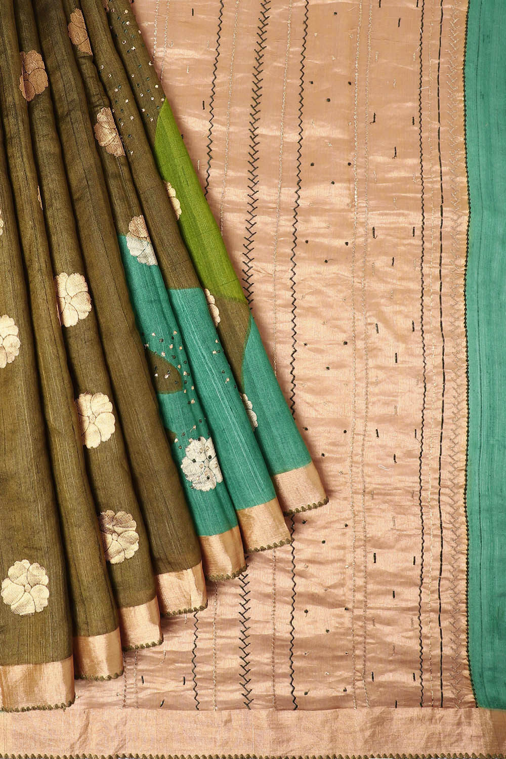 Brown Pure Silk Tussar Printed Saree image number null