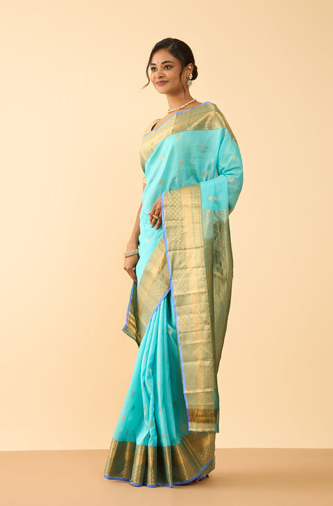 Light Blue Woven Silk Viscose Saree