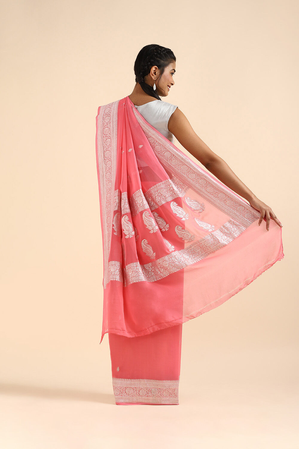 Light Pure Pink Georgette Banarasi Saree image number null