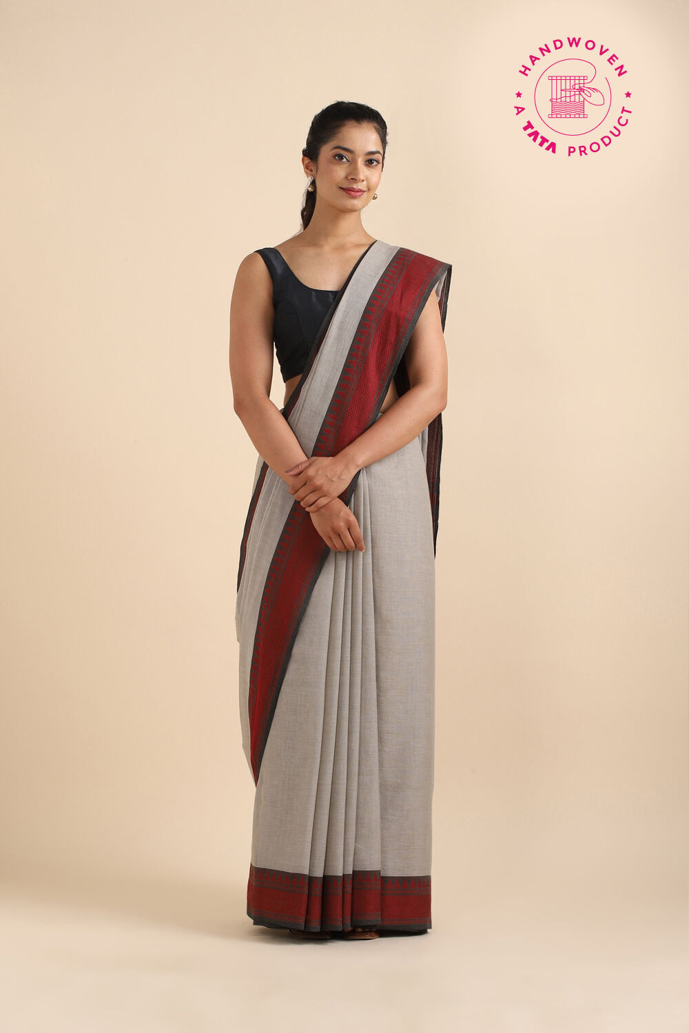 Grey Pure Cotton Bengal Saree image number null