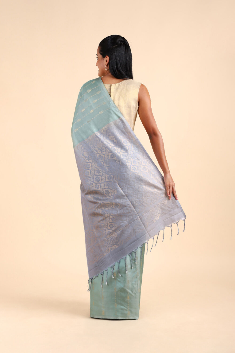 Light Green Pure Soft Silk Saree image number null
