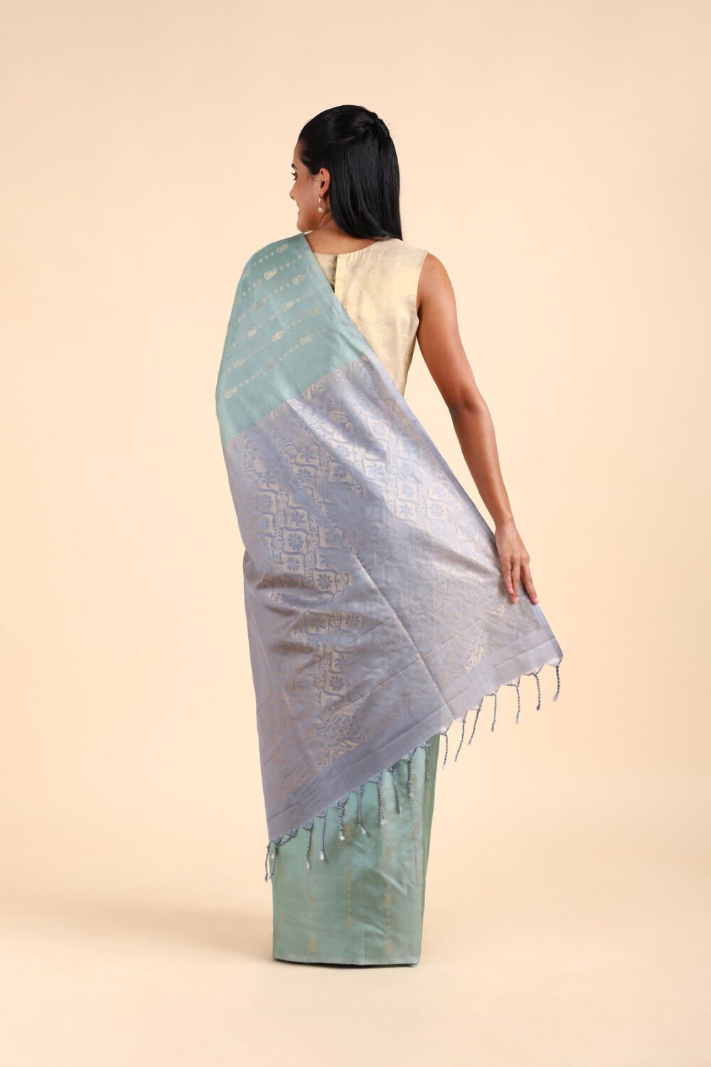 Light Green Pure Soft Silk Saree image number null